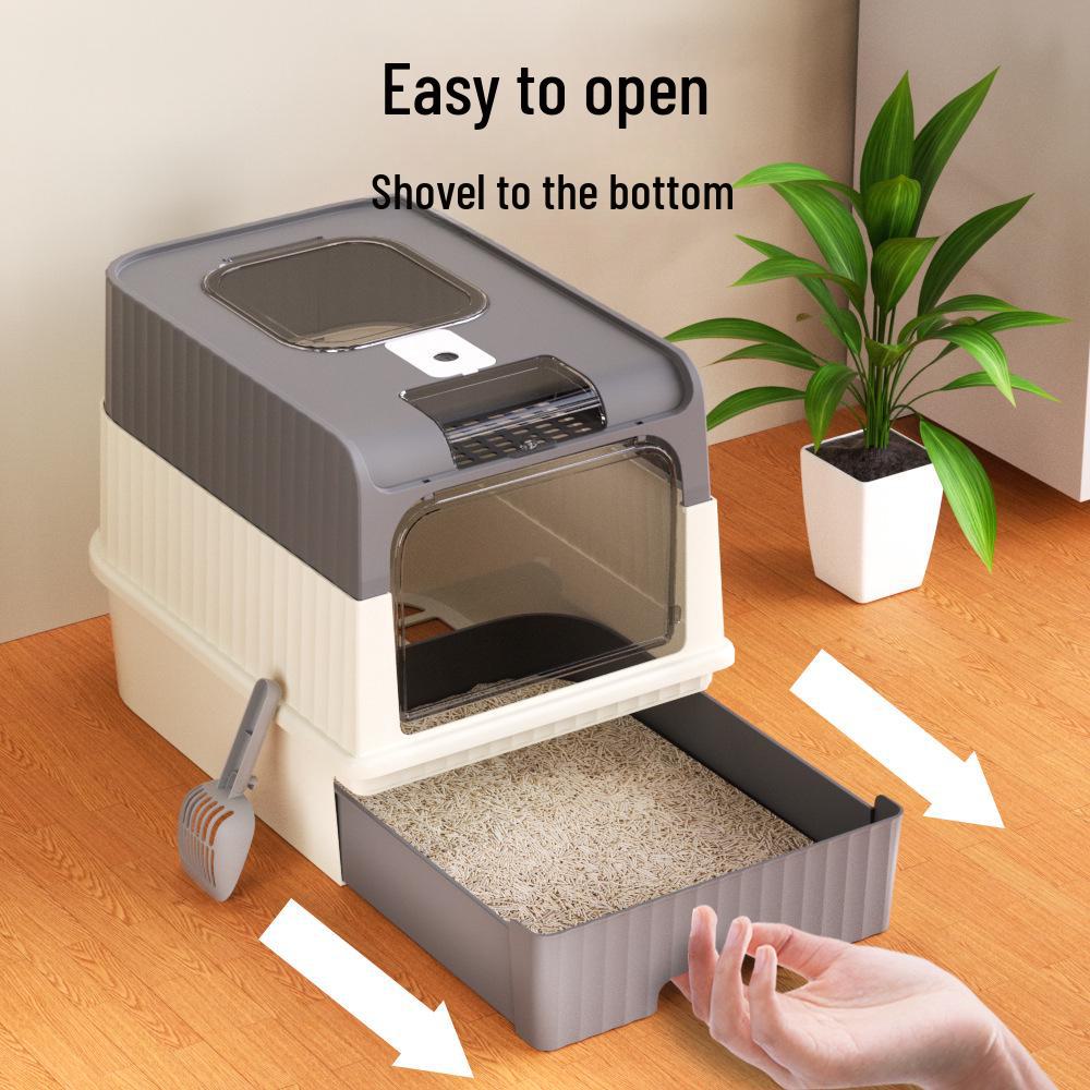 Oversized Drawer-Type Enclosed Cat Litter Box: Splash-Proof, UV-Proof Cat Toilet and Pet Supplies