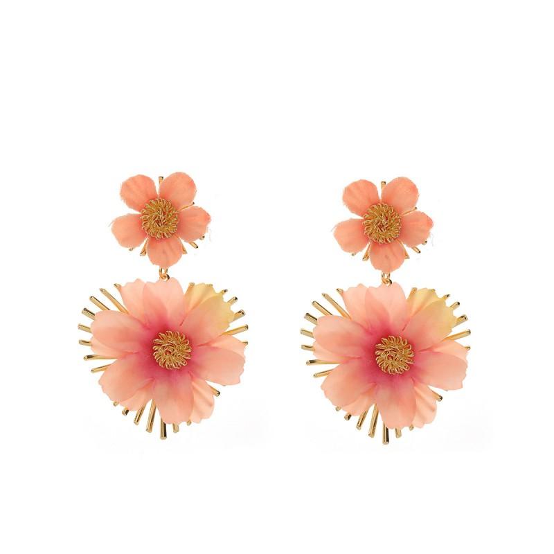 Dopamine Statement Earrings Women Bold Floral Design Ocean Vacation Style Electroplated Iron Multi-Color Options