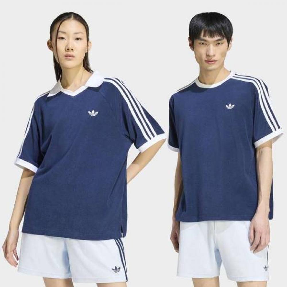Adidas OVersized Fit V Neck Terry Polo Shirt Kw7398 XS