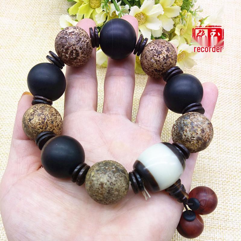 Tibetan Three-Eyed Agate Tianzhu Bracelet for Men and Women - Versatile Ethnic Style