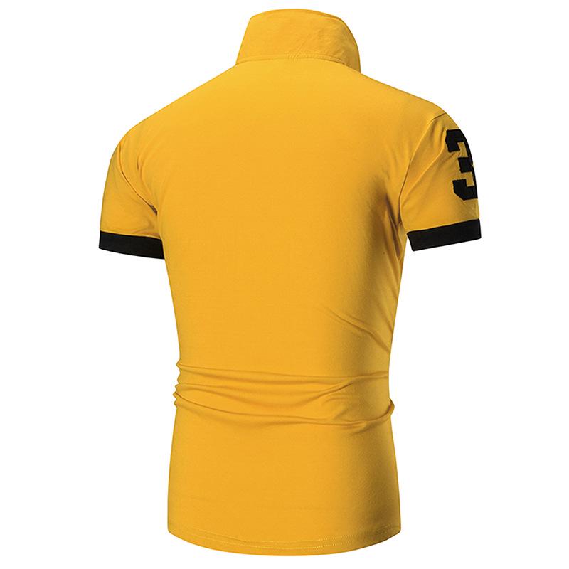 Herren Sommer Casual Besticktes Polohemd mit Umlegekragen und Colorblock-Bündchen