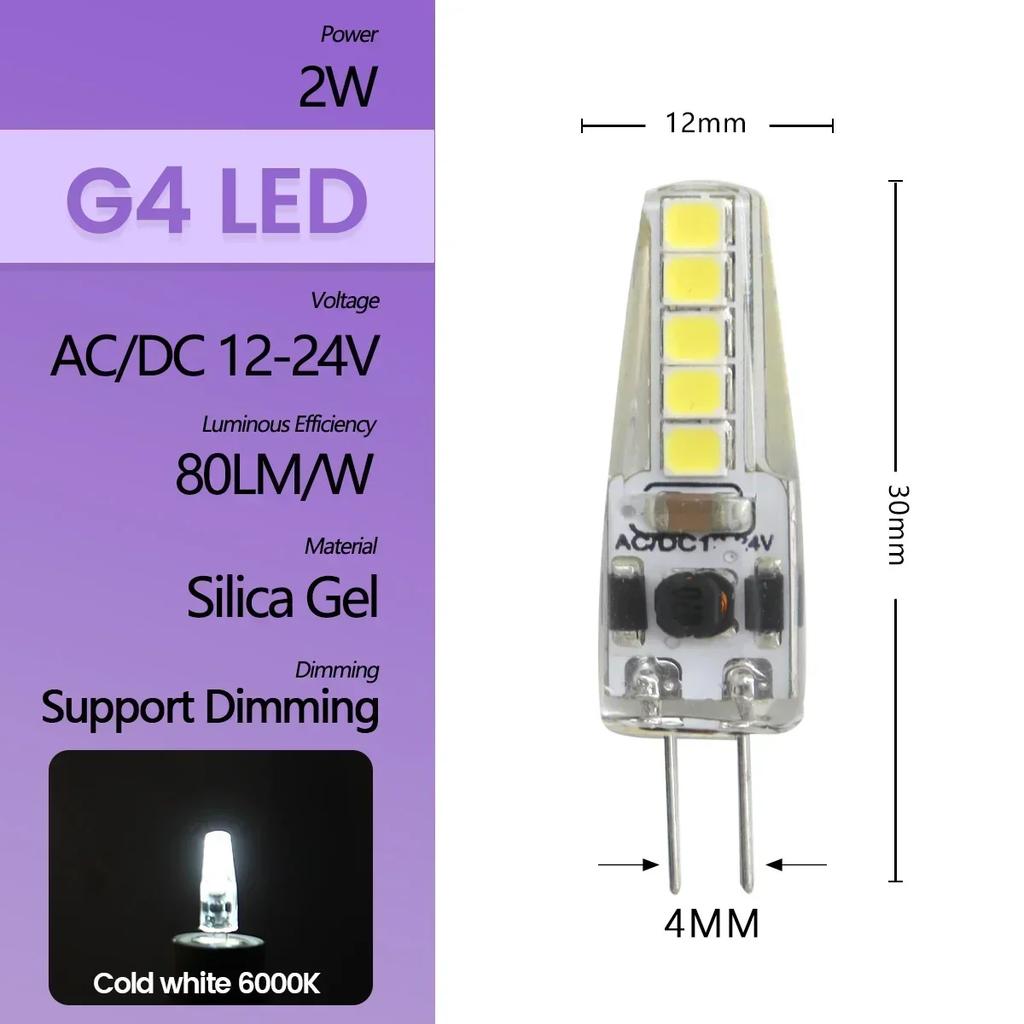 High Light LED MINI G4 AC DC 12V 24V Low Power 1.2W 1.4W 1.5W 2W 3W Efficiency Strobe Free for Crystal Chandelier Kitchen Toilet