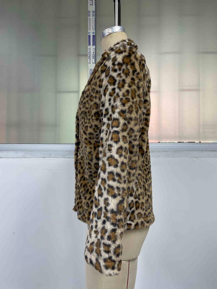 Women's European & American INS New Leopard Print Button-Down Lapel Coat
