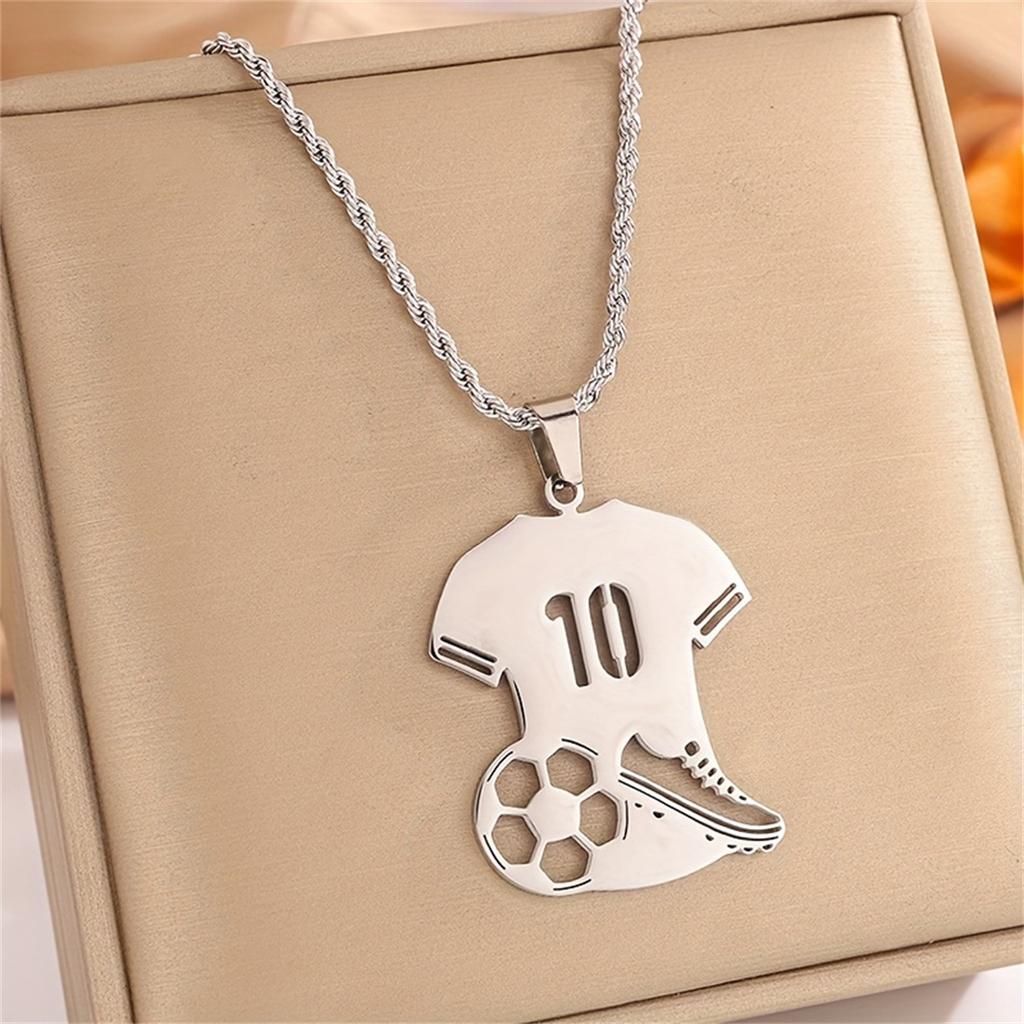 Trendy New Unisex Sports Digital Hollow Football Pendant Necklace