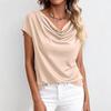 Summer New Women's Short-sleeved T-shirt Fashionable and Versatile Swing Collar Pullover Top