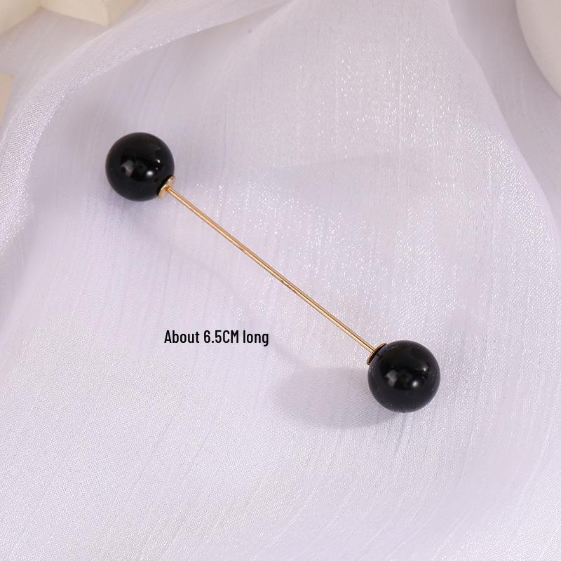 Taillenraffende Brosche mit Imitationsperlen und Strasssteinen, Anti-Expositionssicherheitsnadel, Ein-Wort, Gebogen, Gerader Einsteckstift.