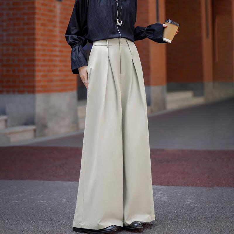 Demana Fall Cloud Cotton Pleated Wide-Leg Commuter Pants
