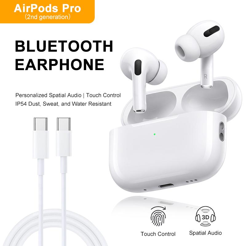 Apple AirPods Pro 2. generacji Bezprzewodowe słuchawki douszne z aktywną redukcją szumów Dźwięk przestrzenny IP54 Odporne na pot Ładowanie przez USB-C Słuchawki Bluetooth
