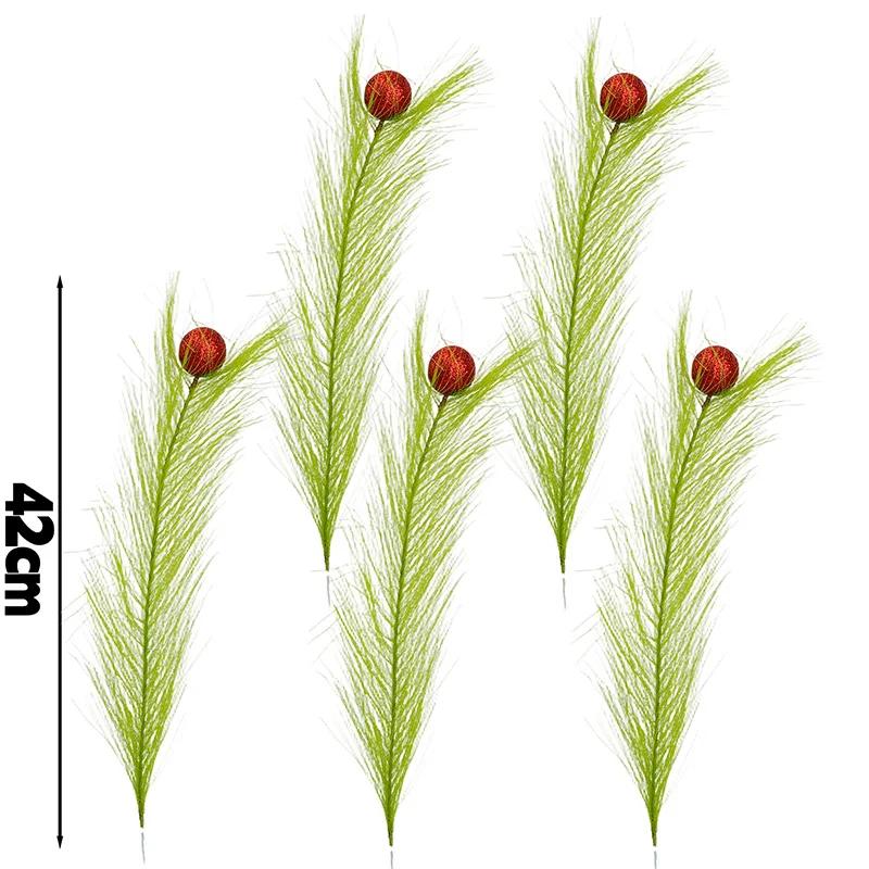 

42СМ Искусственные Рождественские Ветки Пики Пластиковый Шелковый Цветок для DIY Праздничные Украшения Декор Праздничная Композиция Универсальный 1PCS