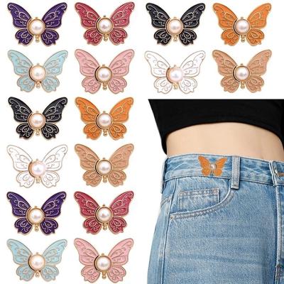 Fashionable Butterfly Shape Jeans Buttons Fixed Adjustable Waist Buckle Waist Tightening Tool Safety Pins Scarf Fastening