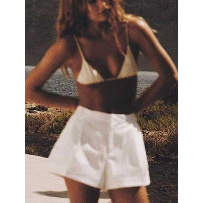 Za2024 Spring-Summer New Type Women's Zipper Loose Easiest for Match High Waist Stripes Mini Shorts 6929405 0