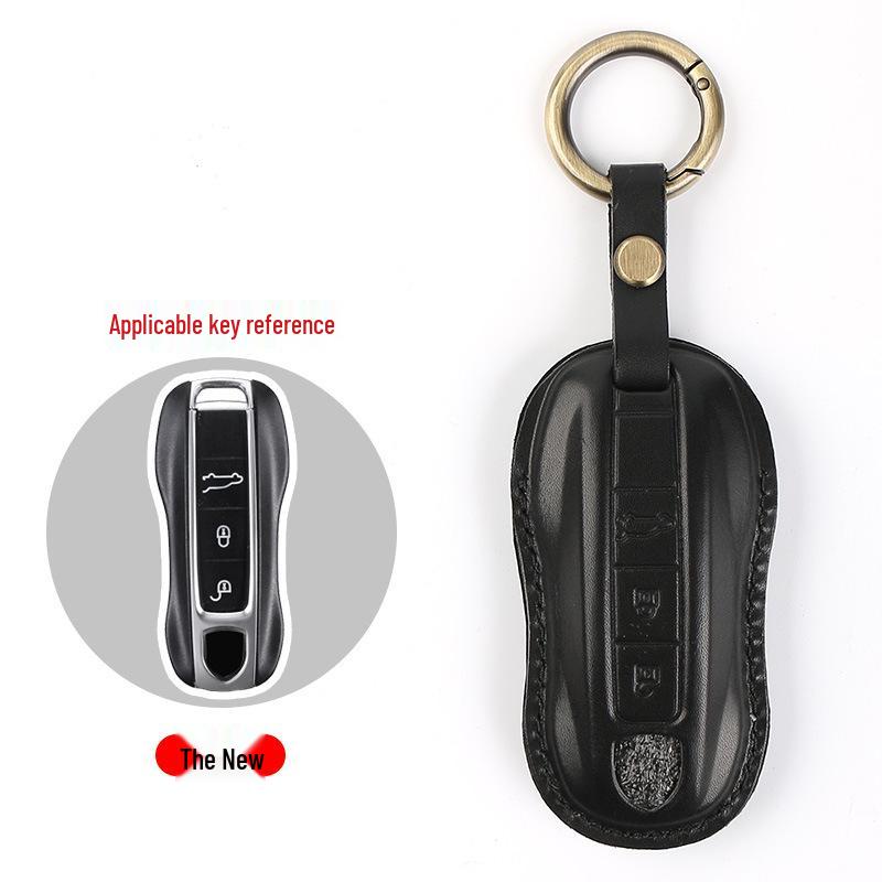 Genuine Leather Key Cover for Porsche Macan, Cayenne, 911, Panamera - Cowhide Shell with Buckle