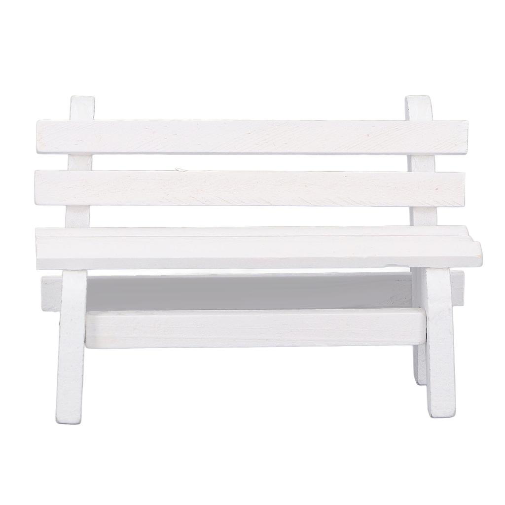 1:12 Scale Dollhouse Wooden Bench High Simulation Miniature Bench Furniture Model White