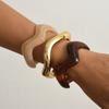 3Pcs/ Set Irregular Wide Open Bangle Gold Exaggerated Bracelets Unique Wavy Cuff Bangles  Gift