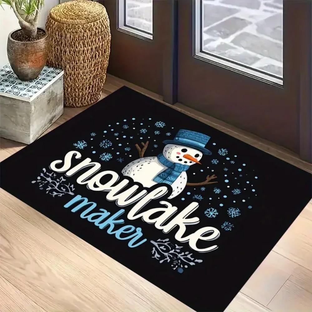

Velvet Christmas Snowman Snowflake Pattern Doormat, Thickened Wear Resistant for Entrance/Entrance/Kitchen/Bedroom/Living Room 40X60CM(1.3X2FT
