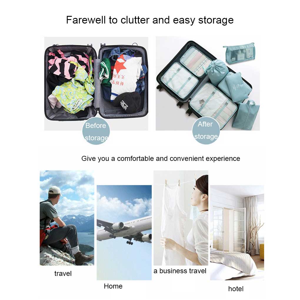8 Pieces/Set Large Capacity Storage Bag Packing Clothes Underwears Shoes Organizer Travel Folding Dust-proof Pouch Suitcase