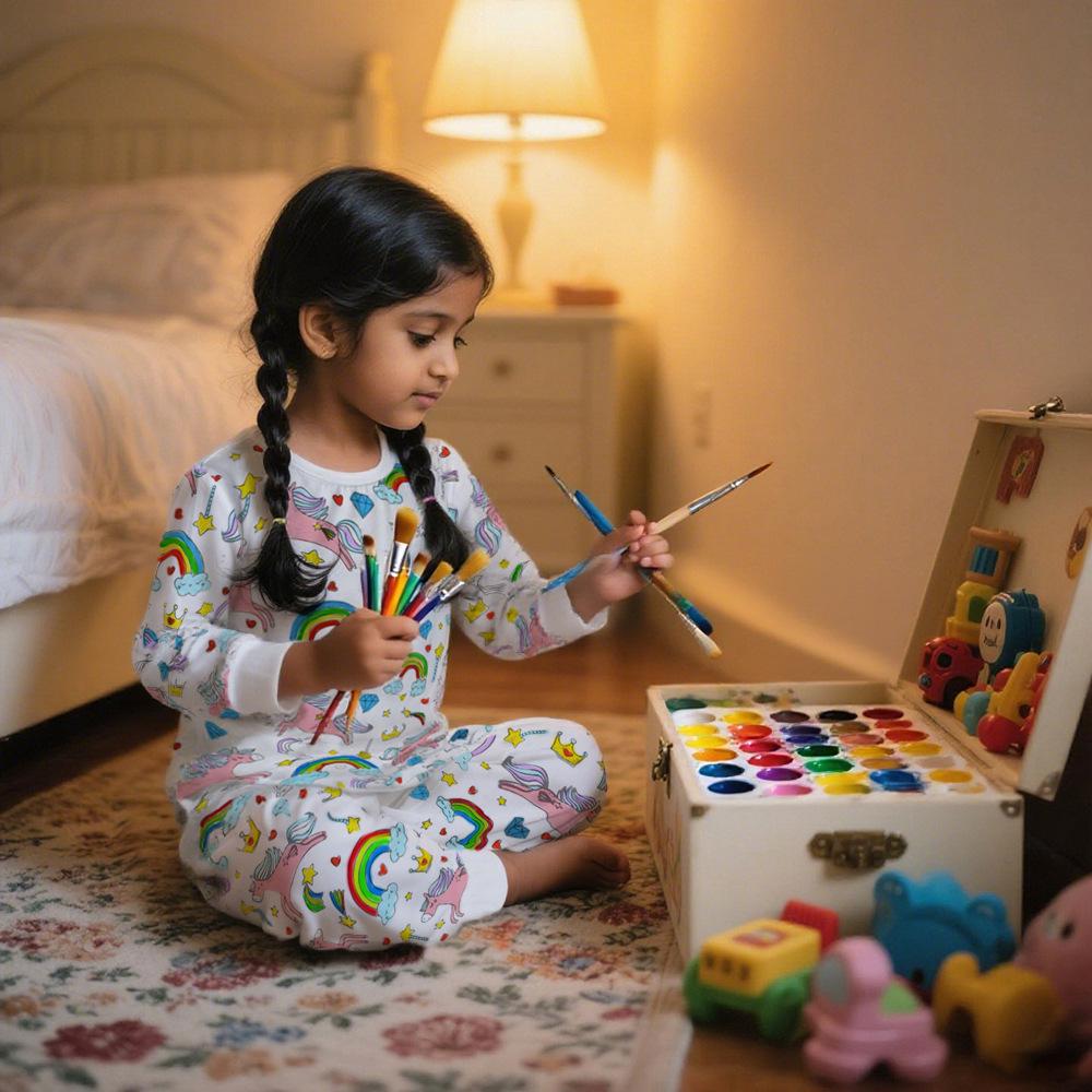 DIY Handgemaltes Graffiti Set: Langarm- und Hosen-Kinderpyjama