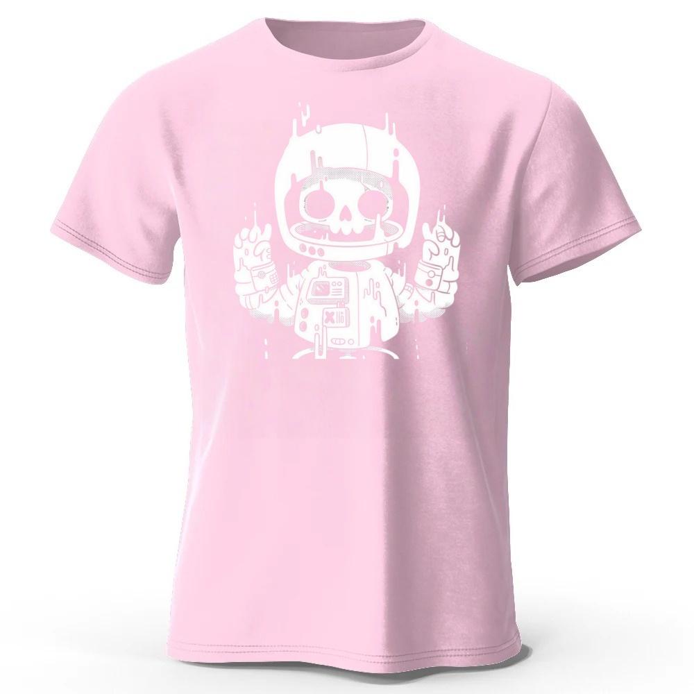 Creative Astronaut Skull Print Pure Cotton Tshirt 2026 New Menwomen Loose Oversized Short Sleeved Tshirt Casual Daily Wear