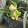 Cartoon Frogs Fishing Garden Sculpture Weather Resistant Resins Craft Figurine for Patios Fishponds and Landscape Design