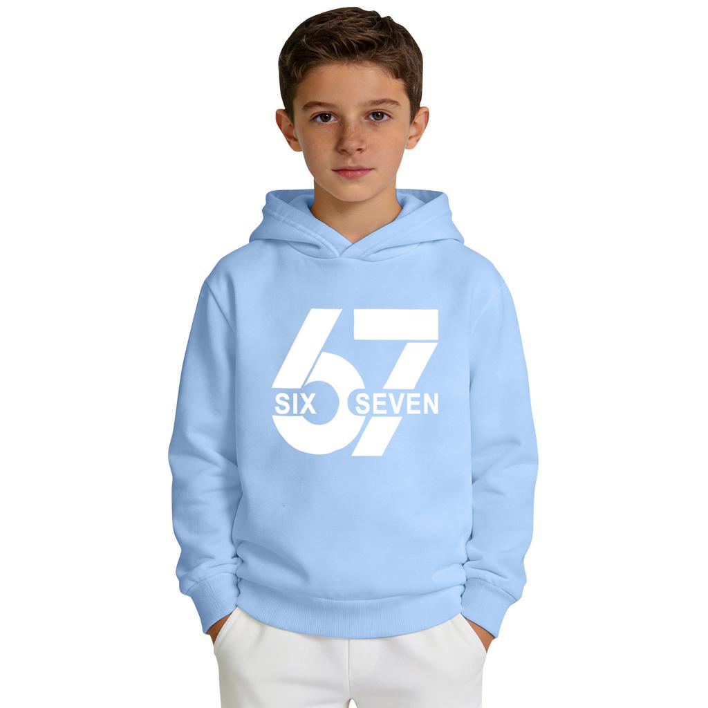 Guttegensert med trykk, hette og lange ermer, avslappet sportsgenser for komfort