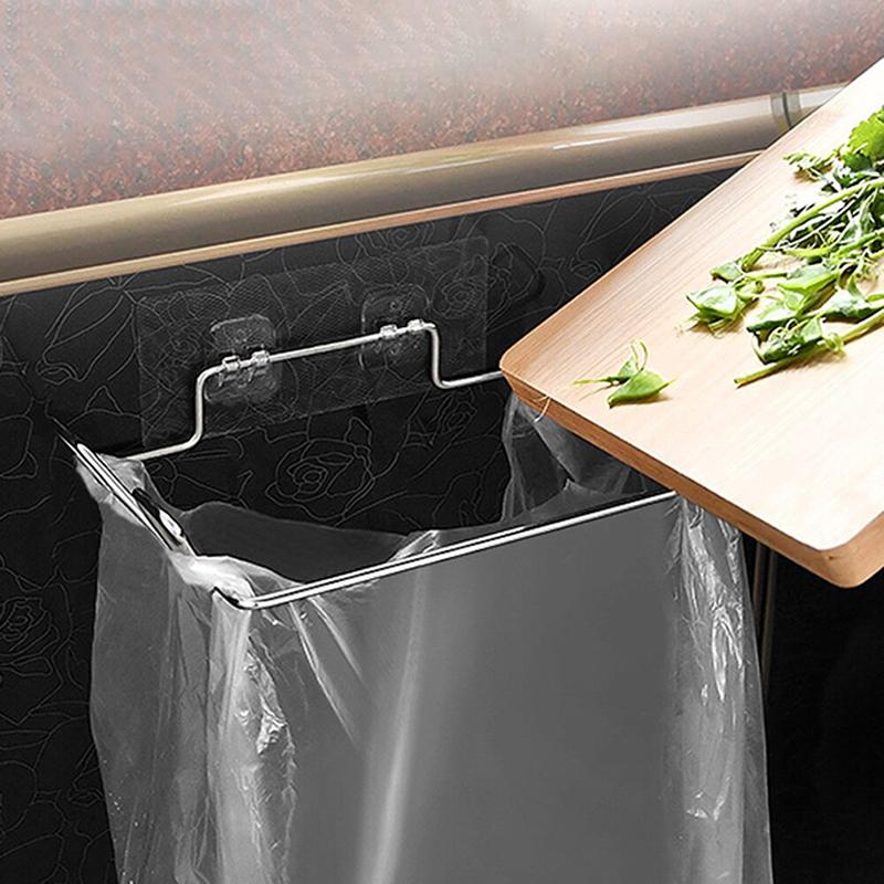 Estante para basura de cocina, soporte para bolsas de basura para puertas de armarios, soporte para almacenamiento de basura en armarios