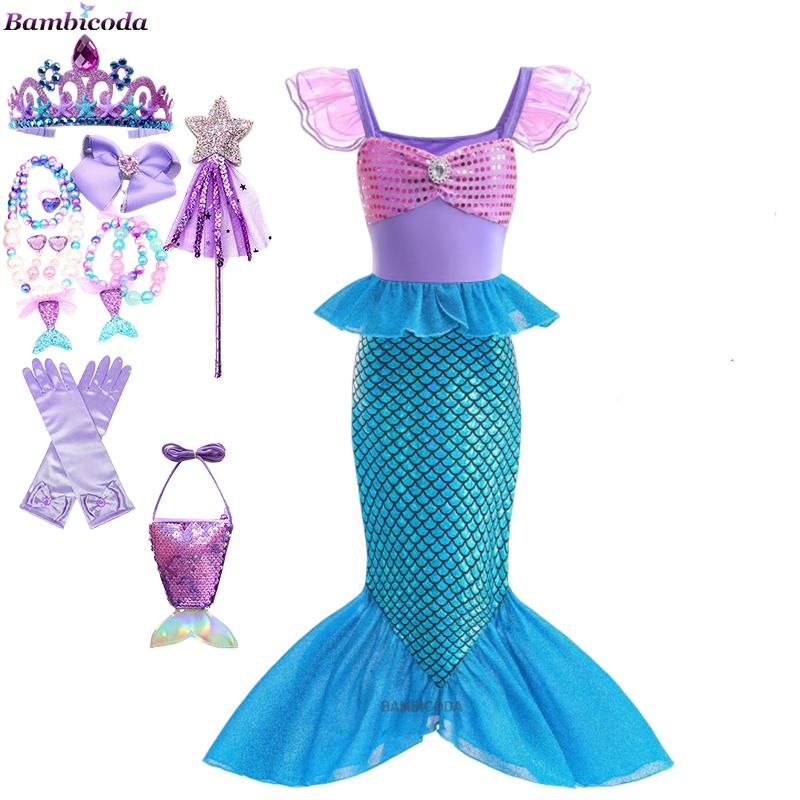 Little Mermaid Dress Princess Cosplay Costume Fish Beauty Birthday Party Halloween Clothing Mermaid Dress For Girl