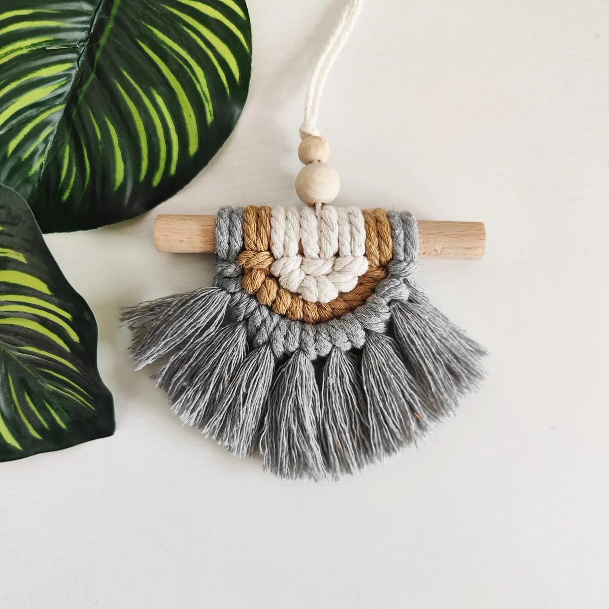 

Hand-woven Bohemian Tapestry Colorful with Cotton Wall Hanging Girls Room Crafts Decoration Home Bedroom Accessories Home Decor сірий колір