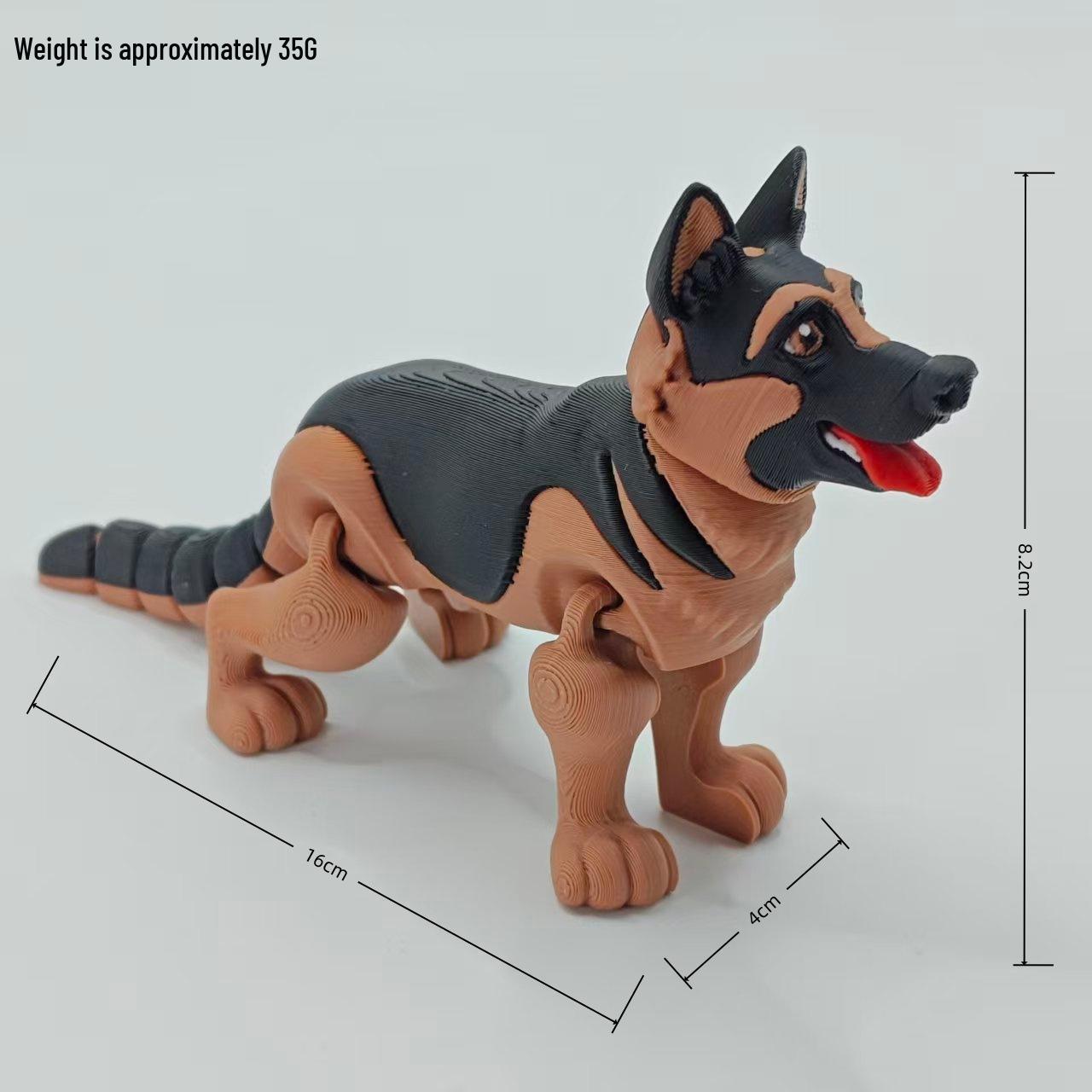 

3D-печатная модель щенка немецкой овчарки, подвижная игрушка – Реалистичный подарок-питомец на рабочий стол