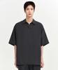 Relaxed Linen-Like Tunic Short Sleeve Shirt [Dark Grey]