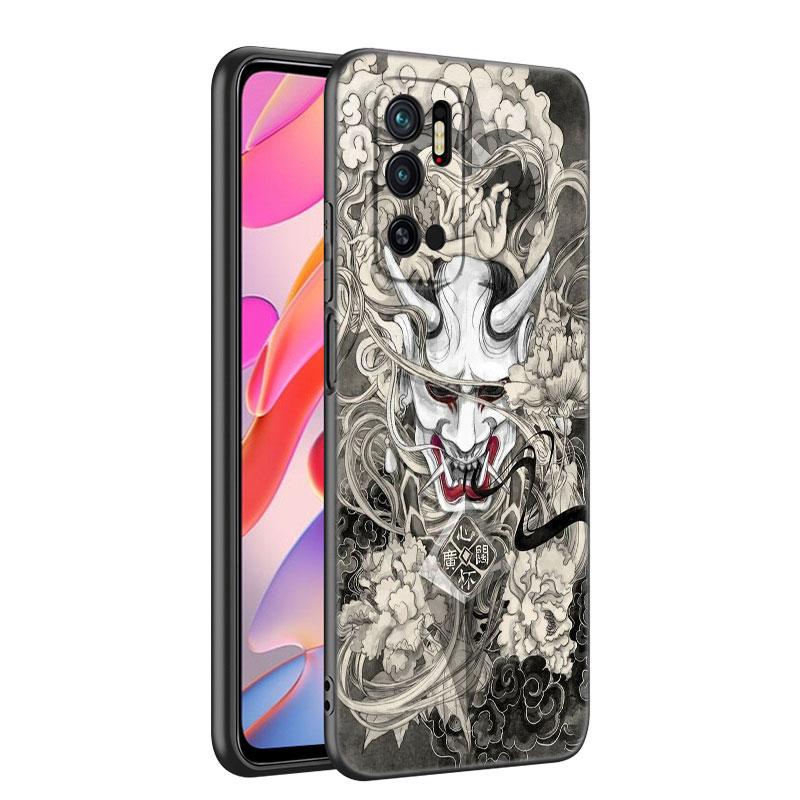 Samurai Oni Mask Phone Case For Xiaomi Mi A2 8 9 SE Note 10 10T 11 12 Lite 9T 11T 12S 12T Pro A3 6X 12X Soft TPU Black Cover
