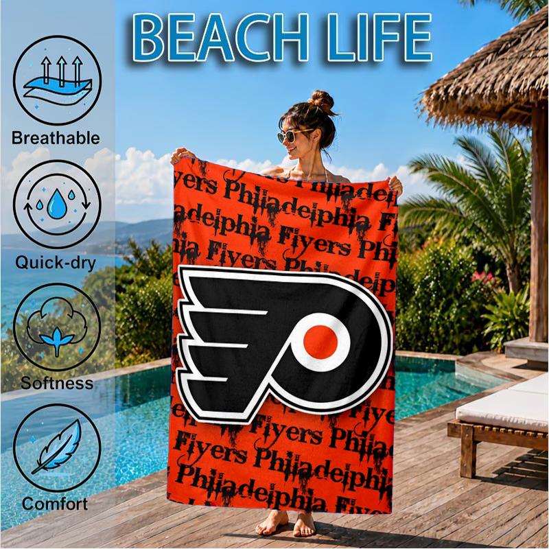 Flyers Team Logo Art Beach Towel, Super Soft Microfiber, Perfect Gift for Her/Him, Birthday, for Pool, Beach, Travel, Decor Beach Party