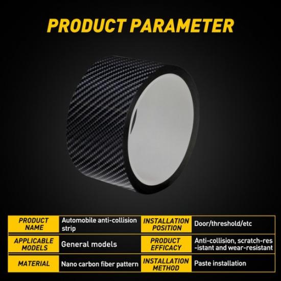 Carbon Fiber Car Door Plate Protector Sill Scuff Anti Scratch Cover Sticker 3M