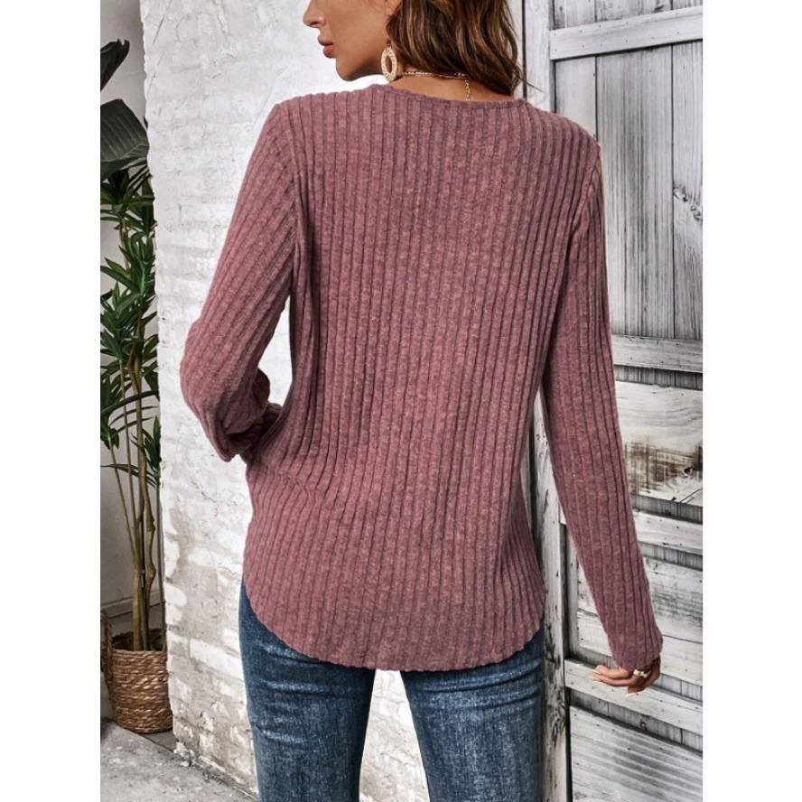 YYFS Women's Fashion Casual Spring Autumn Solid Color Print Long Sleeve O-Neck Blouses & Shirts