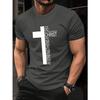 Cross Print And Round Neckline Men's Summer Casual Short Sleeve T-Shirt With Slogan