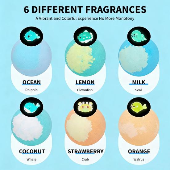Bath Bombs with Built-In Bath Bubble Toys Skin-Friendly Bubble Bath Set Animal