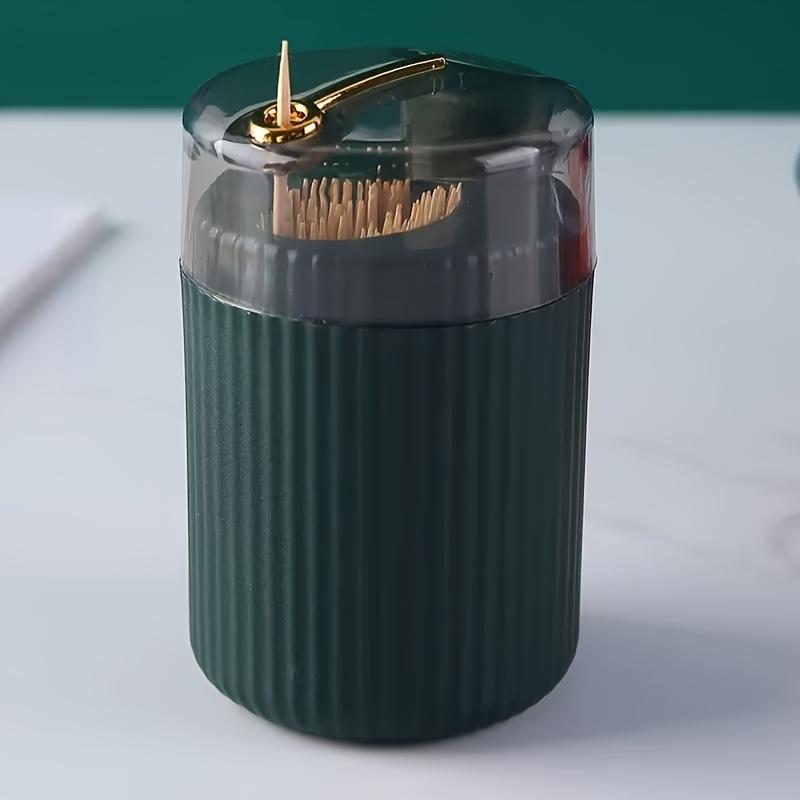 

Convenient household toothpick storage box-Automatic release press-type plastic glass without toothpick No toothpicks темно-зеленого