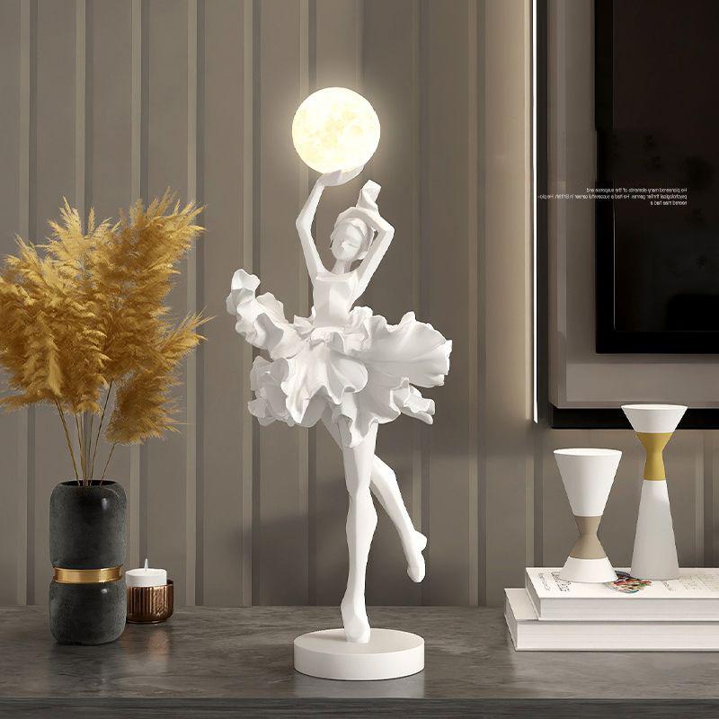 Modern Resin Ballet Girl Night Light Decoration Items Home Livingroom Figurines Ornaments Hotel Homestay Sculpture Accessories