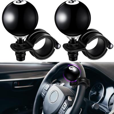 Tallew 2 ks Černé knoflíky s rukojetí 8-ball Spinner Suicide Knobs 360stupňová otočná rukojeť Příslušenství Auto Nákladní vozidlo Návěs