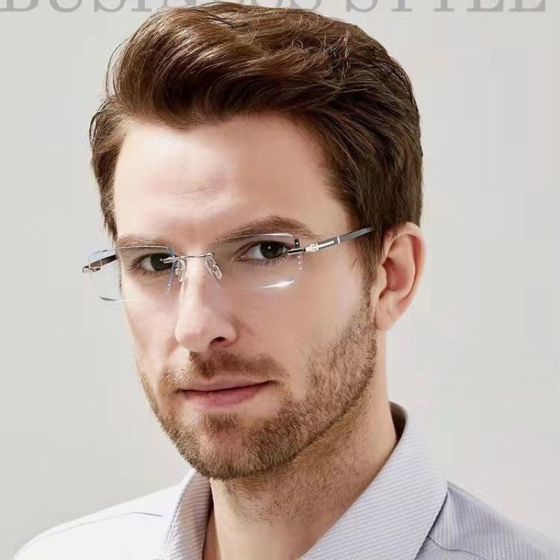 Rimless Anti-Blue Light Reading Glasses Men Women Rhinestone Blocking Blue Llight Eyewear Optical Lenses De Lectura