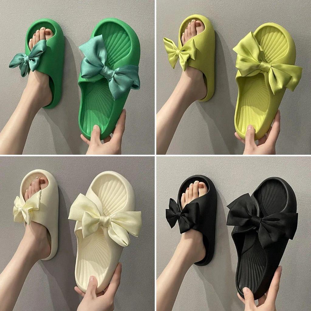 Comfortable And Soft Silk Bow Slippers With Anti-slip Platform