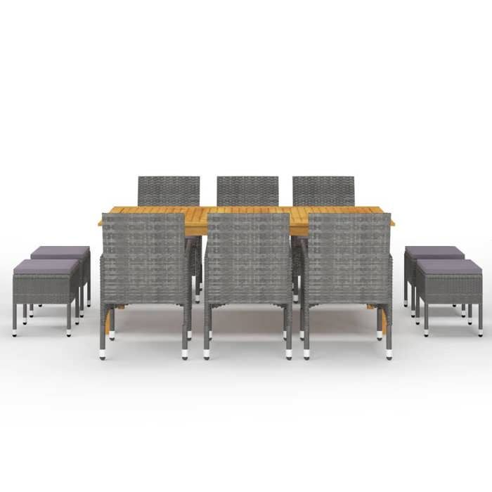 VidaXL 11-piece Garden Dining Set Outdoor Dining Furniture Patio Dining Table and Chairs Furniture 3067872