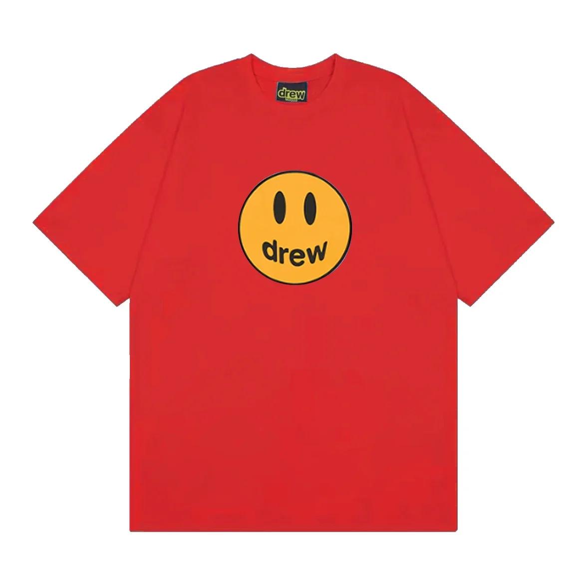 

Бренд Drewhouse Drew Унісекс Футболка Зі Смайликом Принт Короткий Рукав Бавовна Для Пари Американський Вуличний Футболка Топ Оверсайз M