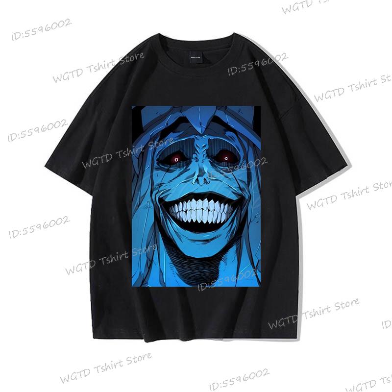 Hip Hop Streetwear Anime Solo Leveling Statue of God Print T-Shirt Männer Frauen Harajuku Grafik Lockeres Oberteil Vintage Baumwoll-T-Shirt