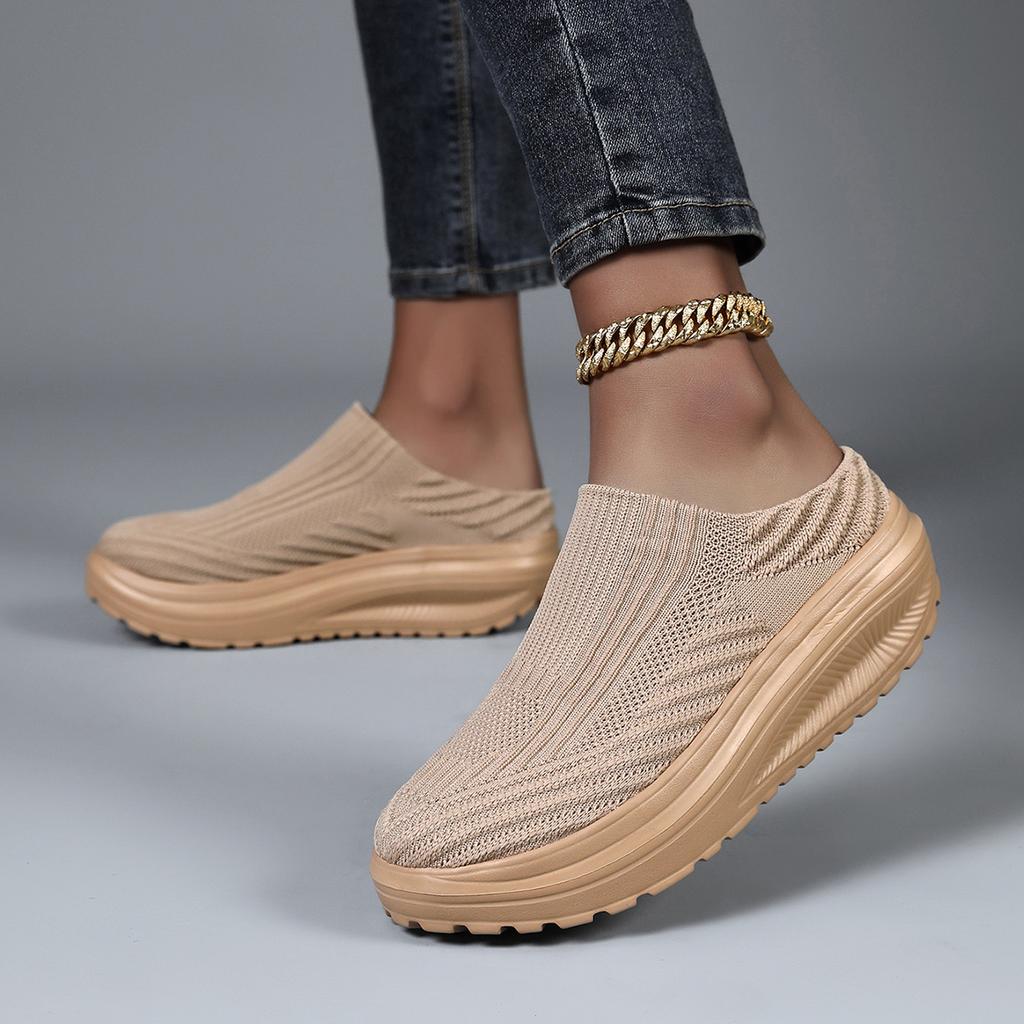 TUINANLE Women's Summer Shoes Casual Single Ladies Platform Shoes Soft Sole Cover Half Slippers Soft Walking Slippers