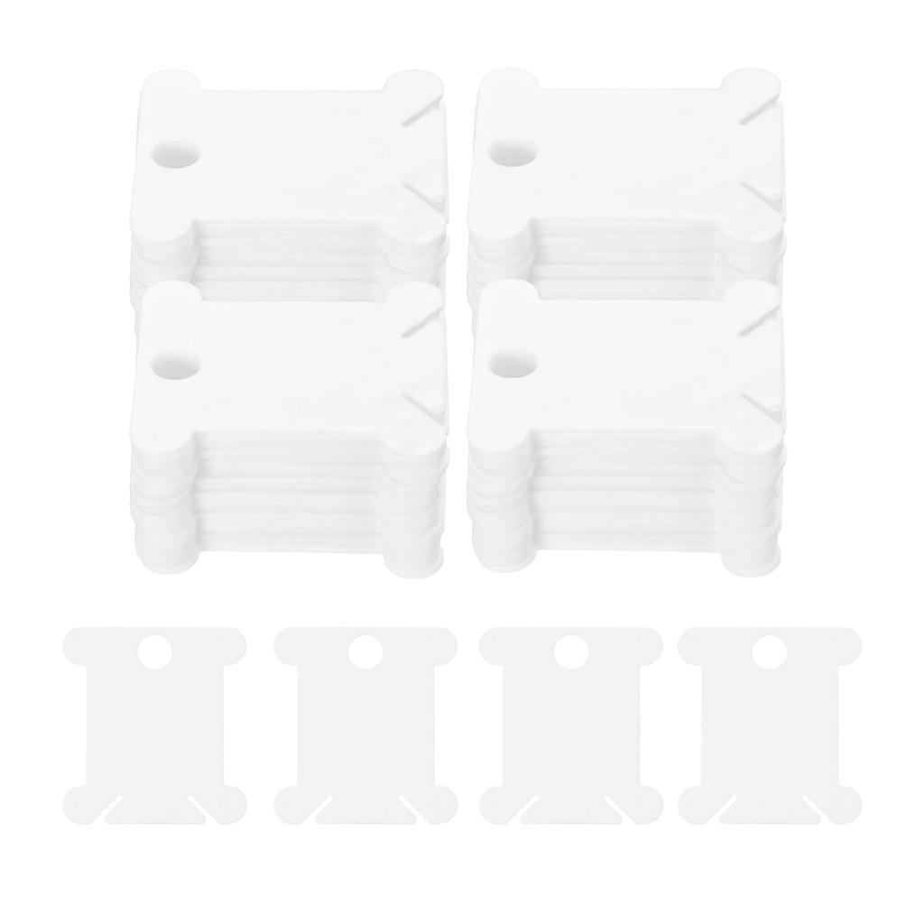 uxcell 240pcs Embroidery Thread Bobbins, Plastic Cross Stitch Thread Organizer Holder Cards, Craft DIY Sewing Thread Organizing Tool Storage, White