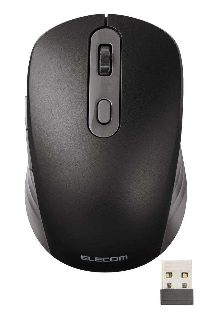 ELECOM OSMOD Six Wireless Mouse, Quiet, Rechargeable, Bluetooth and 2.4GHz Compatible, Multi-Pairing, Connects Up To Two Devices, 6 Buttons, Black,