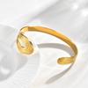 Vantage Stainless Steel Textured Open Bangle Bracelet for Women, 18K Gold Plated Statement Jewelry Party Gift Bijoux