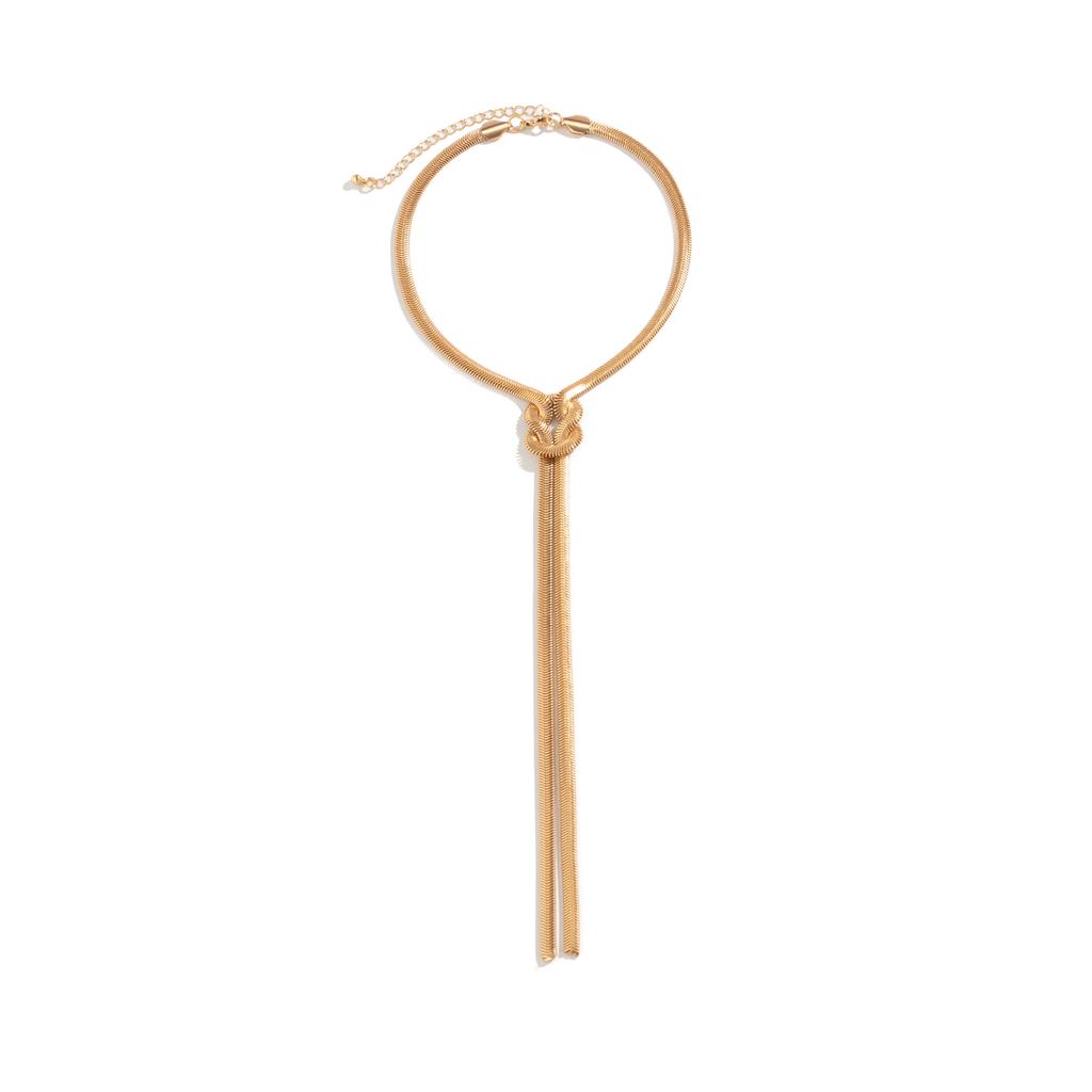 Einzigartige Verstellbare Gedrehte Klobige Schlangen Lange Kettenhalskette für Frauen Sexy Vintage Geknotete Gliederkette Grunge Brustschmuck Neu KTJ