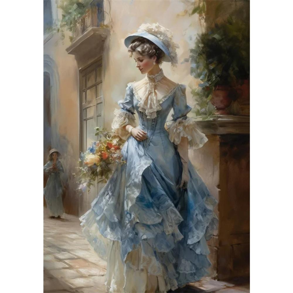 Classical Oil Painting Poster Vintage Art Portrait of A Young Woman Prints Woman and Man Canvas Painting Gallery Wall Art Decor