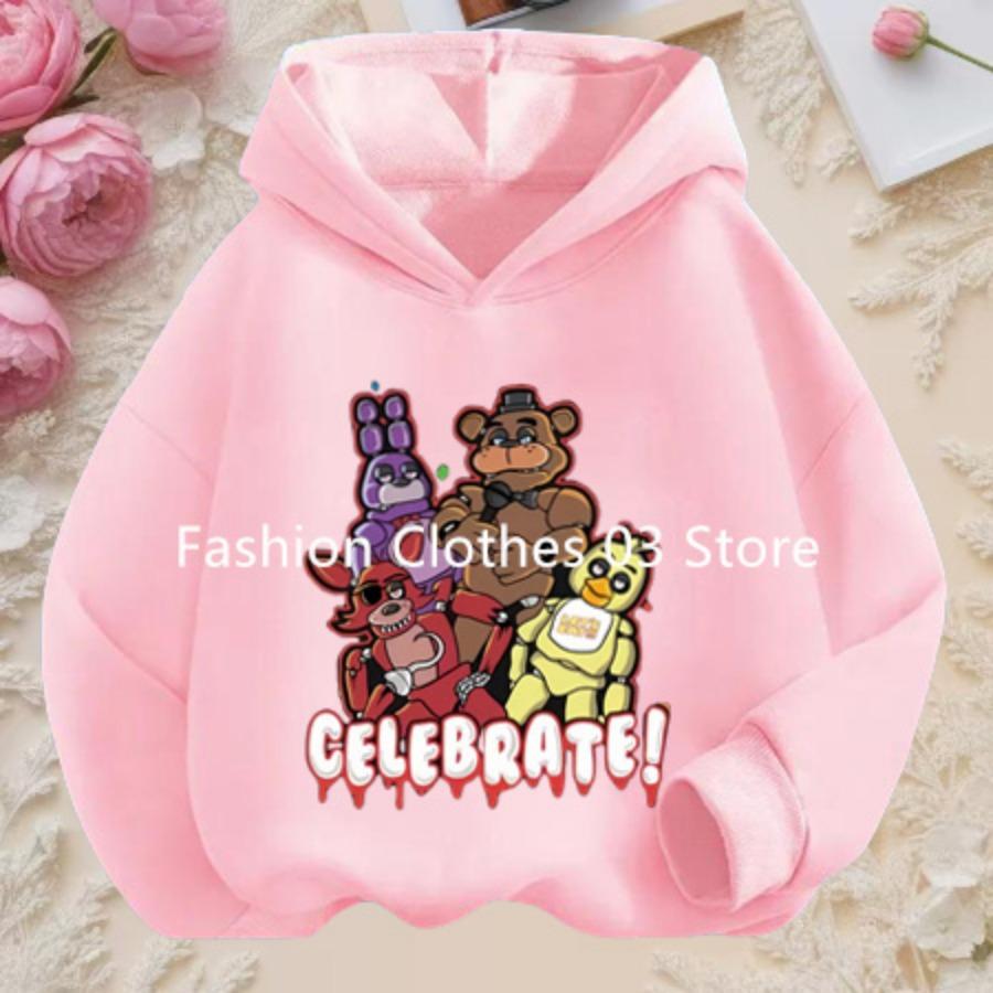 2026 Anime Five Nights Bear Hoodie 3-12 Year Kids Cosplay Unisex Hoodies Boys Sweatshirt Teen Girls Clothes Birthday Gift